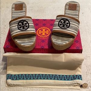 Tory Burch Striped Wedge Slide